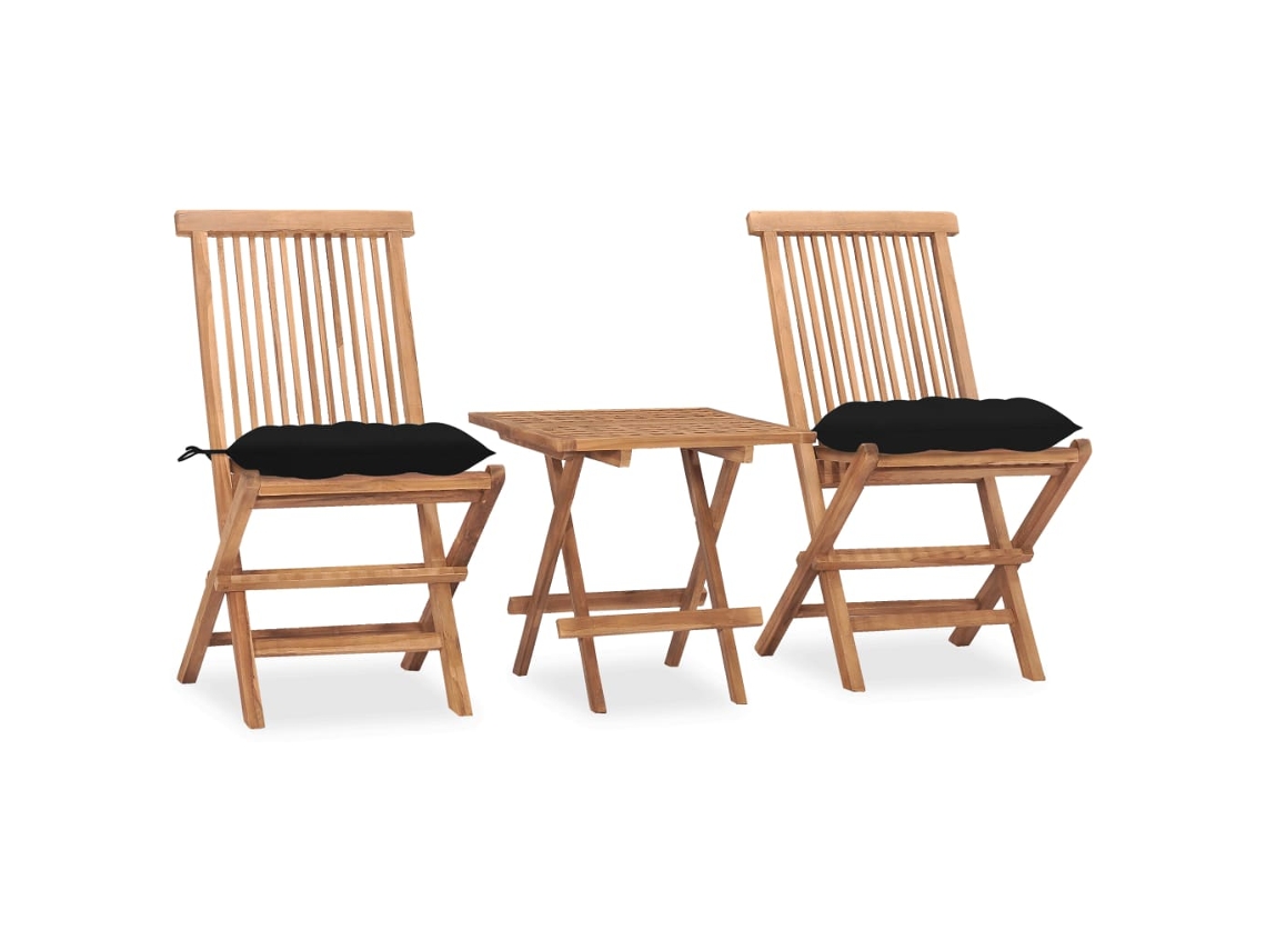 Juego de comedor plegable para exterior DKD Home Decor con cojín de teca maciza