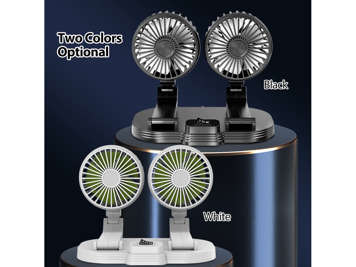 Ventilador portátil USB, 2 velocidades, rotación de 360°, para coche/hogar.