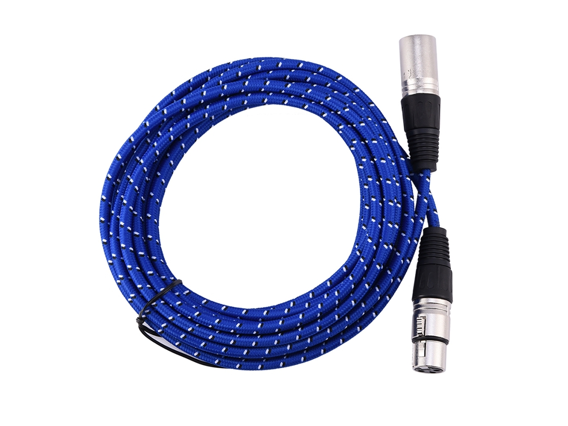 Cabo De Extensão De Áudio Para Microfone Xlr Macho Para Fêmea 3 Pinos Com Trançado De Nylon 5m