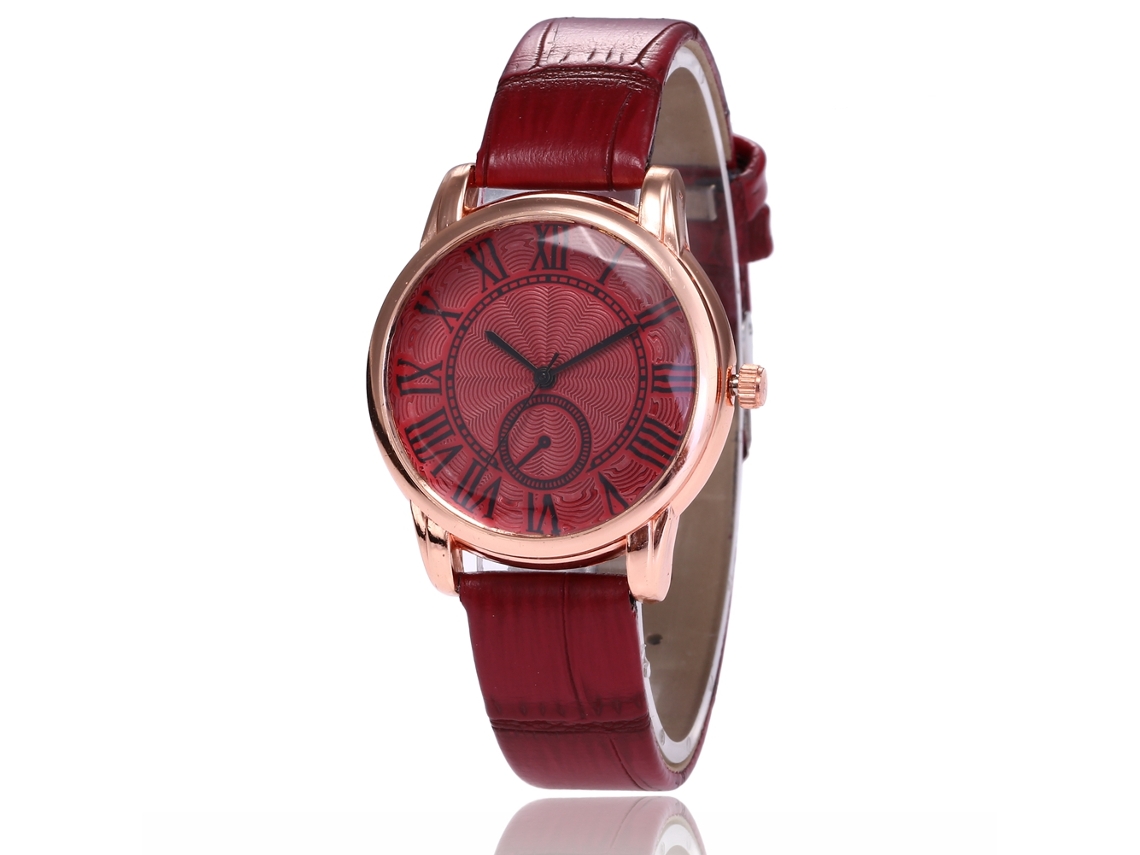 Reloj De Pulsera Zhoulianfa Para Mujer, Números Romanos, Piel, Estilo Casual, Cuarzo, Rojo Brillante.