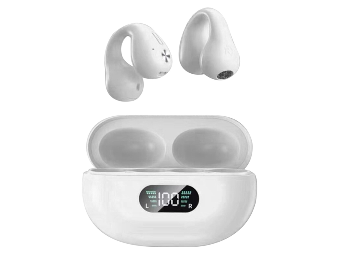 Auriculares Bluetooth Condução Óssea Ouvido Aberto Digital Leve Inalámbrico Para Esportes Branco