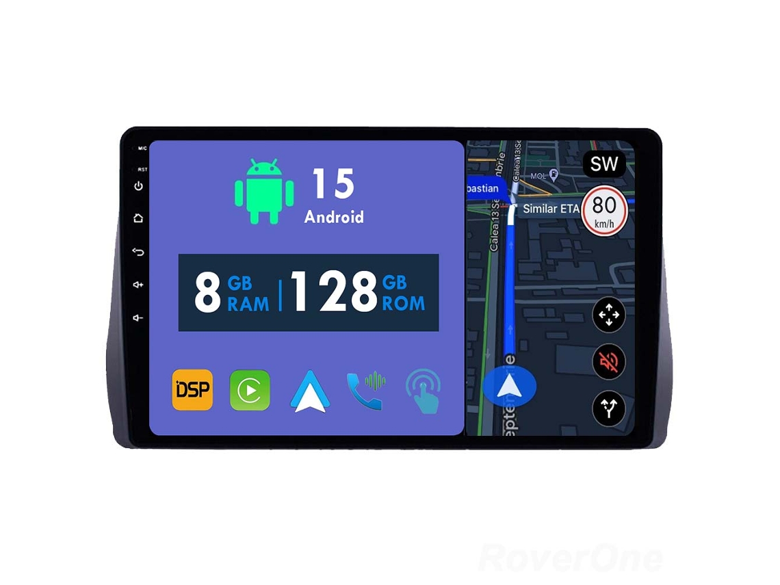 Coche Radio Android Auto Autoradio 8GB RAM 128G ROM CarPlay Navegación GPS Pantalla Táctil RoverOne para Toyota Wish 2 II XE20 2009 - 2017 