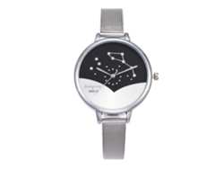 Reloj De Pulsera Delgado De Moda Para Mujer Con Correa De Malla, Cuarzo De Aleación, Plata/negro.