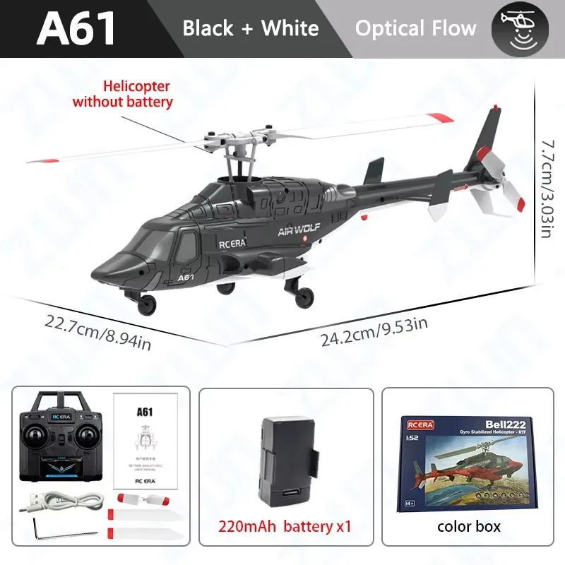 (negro) Helicóptero Teledirigido, 2.4g, Giroscopio De 6 Ejes, 4 Canales, Mantenimiento De Altitud.