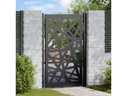 Puerta de jardín de 105 x 155 cm, diseño ligero, en acero negro, WSD150444 Lovely Home