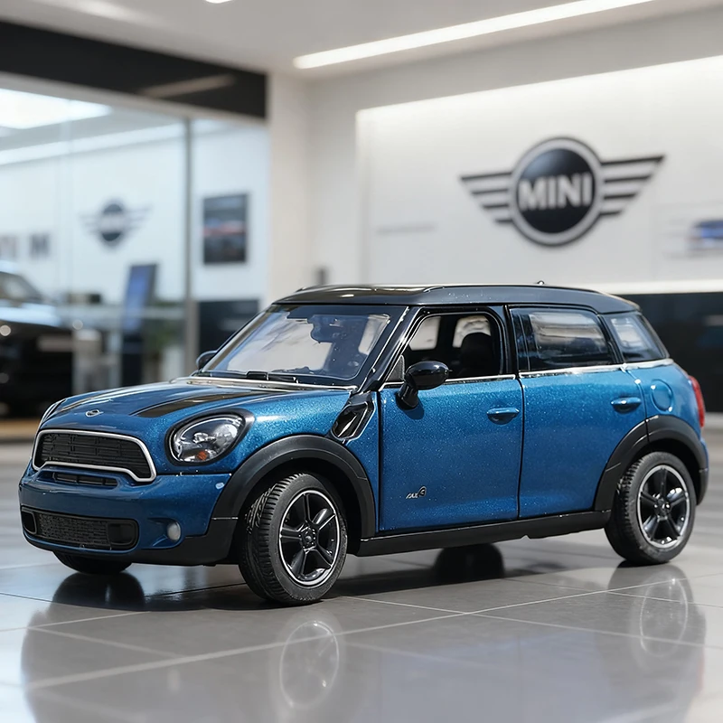 (azul) Modelo De Coche De Metal Fundido A Presión A Escala 1:24 Y Modelo De Coche De Juguete.