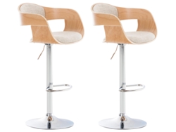Juego de 2 taburetes de bar Kingston en tejido CLP natural/crema