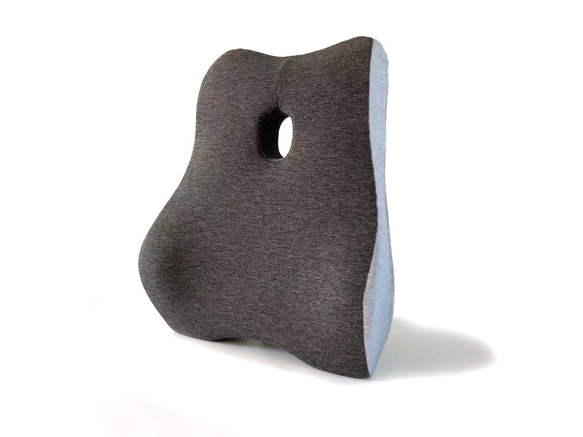 Almohada Chrui Ergonómica De Apoyo Lumbar Para Oficina, Almohadilla Curva 4d De Algodón Viscoelástico (gris Empalmado)
