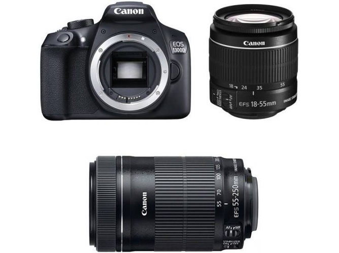 Kit Cámara Réflex CANON EOS 1300D EF-S 18-55mm F3.5-5.6 IS II + EF-S 55-250mm F4-5.6 IS STM