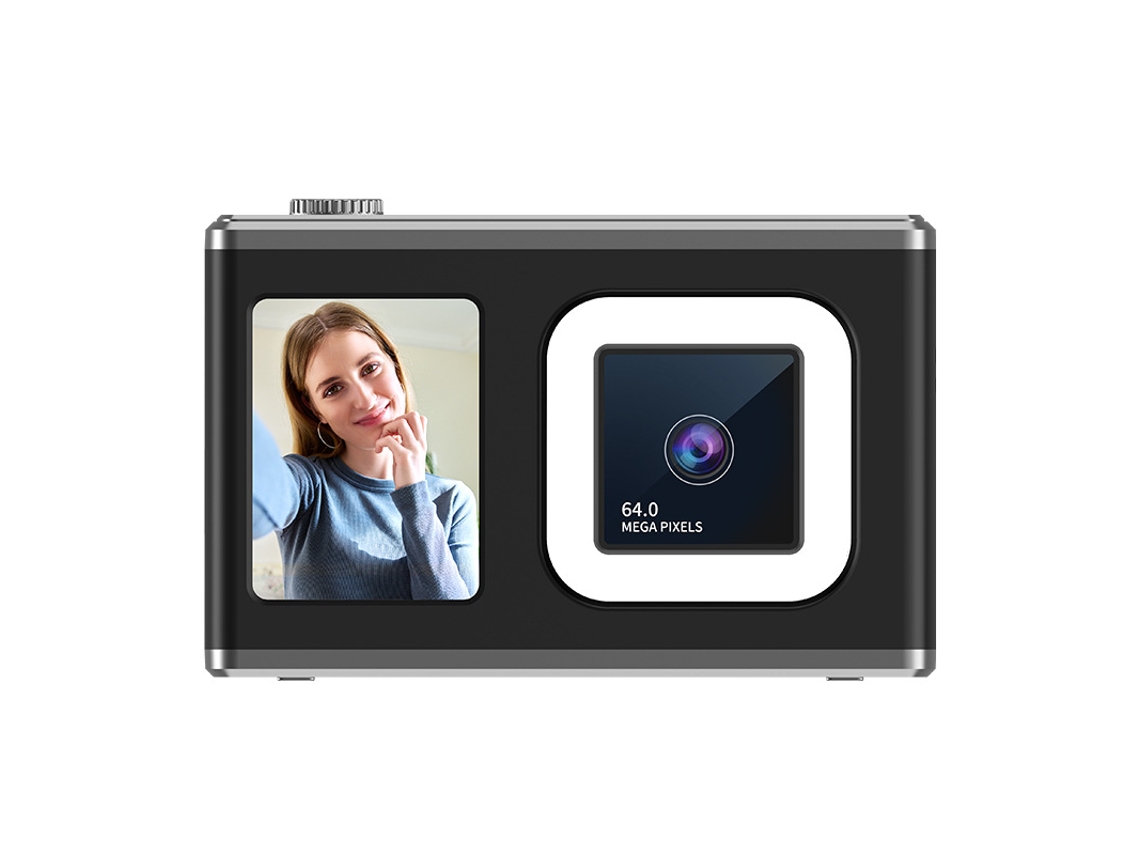 Cámara Digital De 6400 W Cámara Frontal Y Trasera Dual Mini Cámara Ccd Para Estudiantes Con Luz De Relleno Color Negro Gertiz