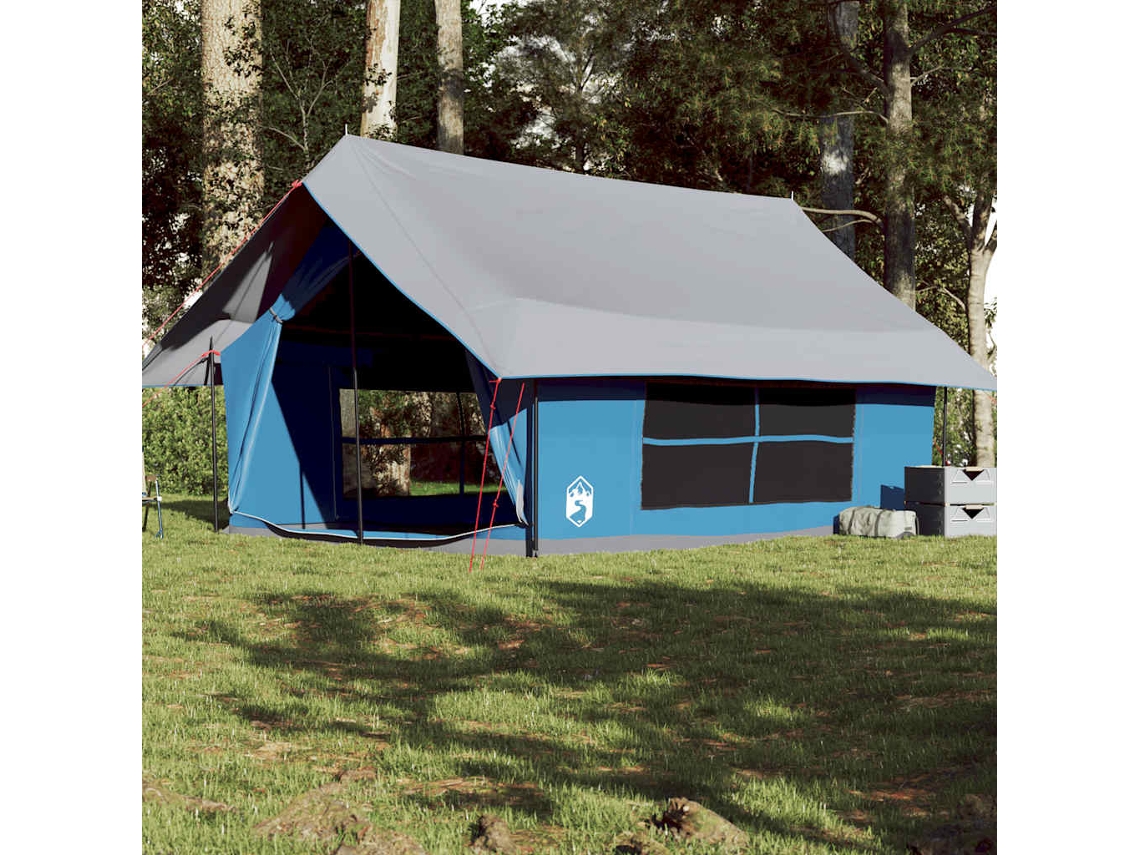 Tienda de campaña para 5 personas, tejido impermeable, azul.