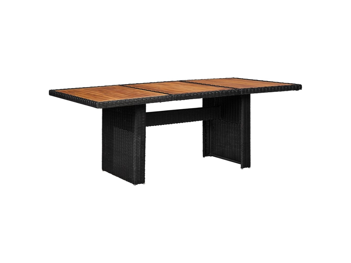Mesa De Comedor De Jardín Ratán Sintético Negro 200x100x74 Cm