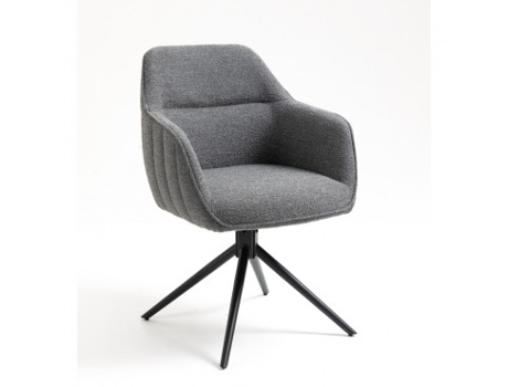 Conjunto de 2 comedores Giat gris 59x63,5x85,5 cm giratorio tela metal con reposabrazos CASA VITAL