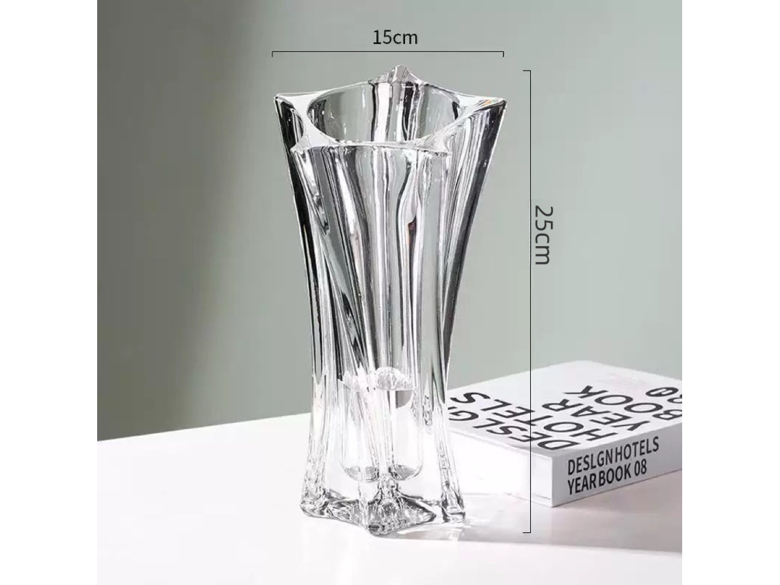 Jarrón De Cristal Grueso, Para Flores Frescas En Agua, Decorativo Para El Salón - Transparente