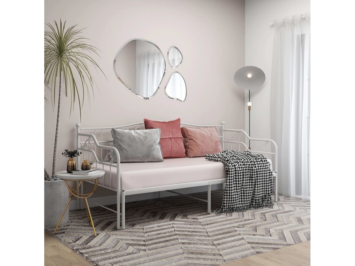 Sofá Cama Extraíble Sin Colchón Metal Blanco 90x200cm
