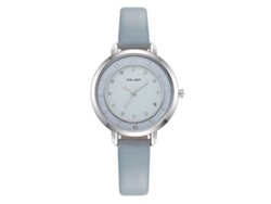 Reloj De Pulsera Sencillo E Informal Para Mujer De Yolako Con Esfera Redonda Y Piedras Preciosas (azul Claro)