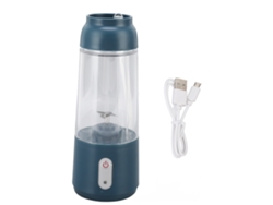 Exprimidor eléctrico portátil de 300 ml y 1200 mAh con botón de carga USB y batería para oficina.