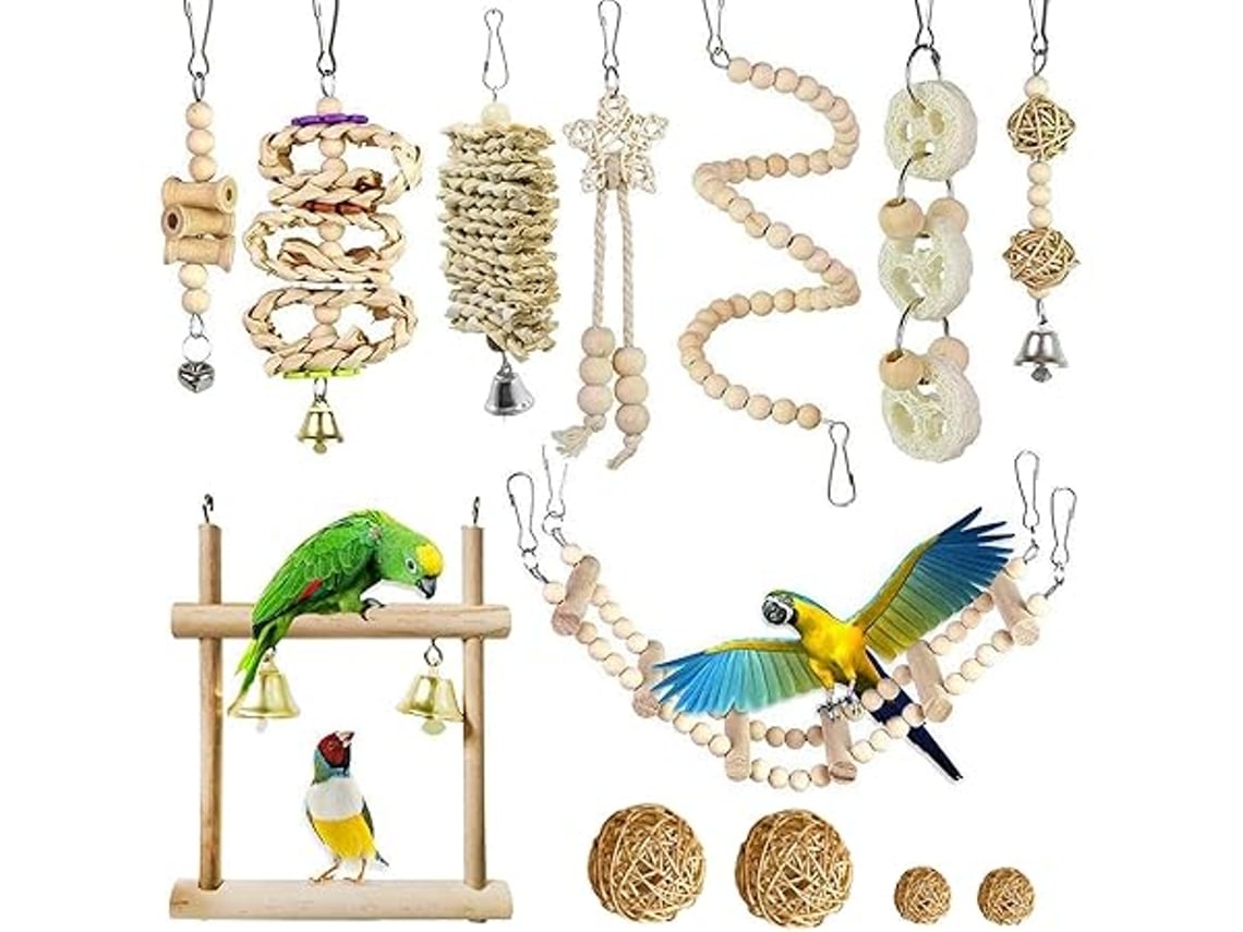 Juego De 5 Juguetes Masticables Para Pájaros, Adecuados Para Loros, Periquitos Y Loros Pequeños. Ideales Para Niños, Educativos Y Duraderos.