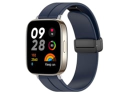 Bracelete Para Redmi Watch 3 - Silicone - Cabeça Chata - Fivela Preta Azul Meia-noite