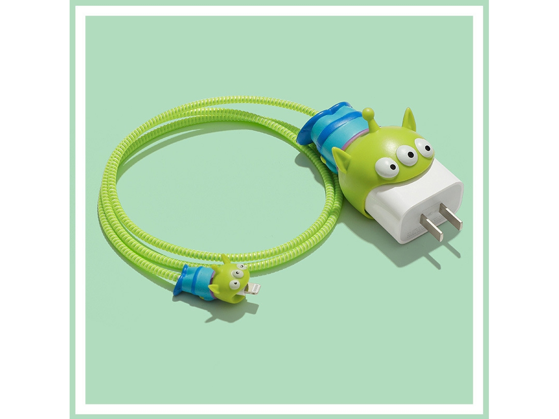 Protector De Cable De Datos De Plástico Antirotura Con Diseño De Dibujos Animados Para Iphone 12 Y 13 (verde)