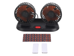Ventilador eléctrico para coche de 360° y 24 V con aspas naranjas y 2 velocidades.