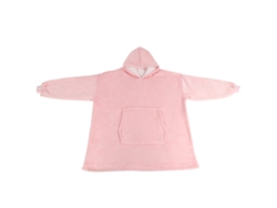 Manta Con Capucha Extragrande, De Franela Polar, Manta Cálida Con Bolsillo, Talla Única, Rosa.