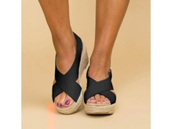 2026-sandalias De Plataforma Espadrilles Para Mujer Con Tacón De Cuña Media Y Correa Around Ankle Verano Mvu Eu 43 Negro