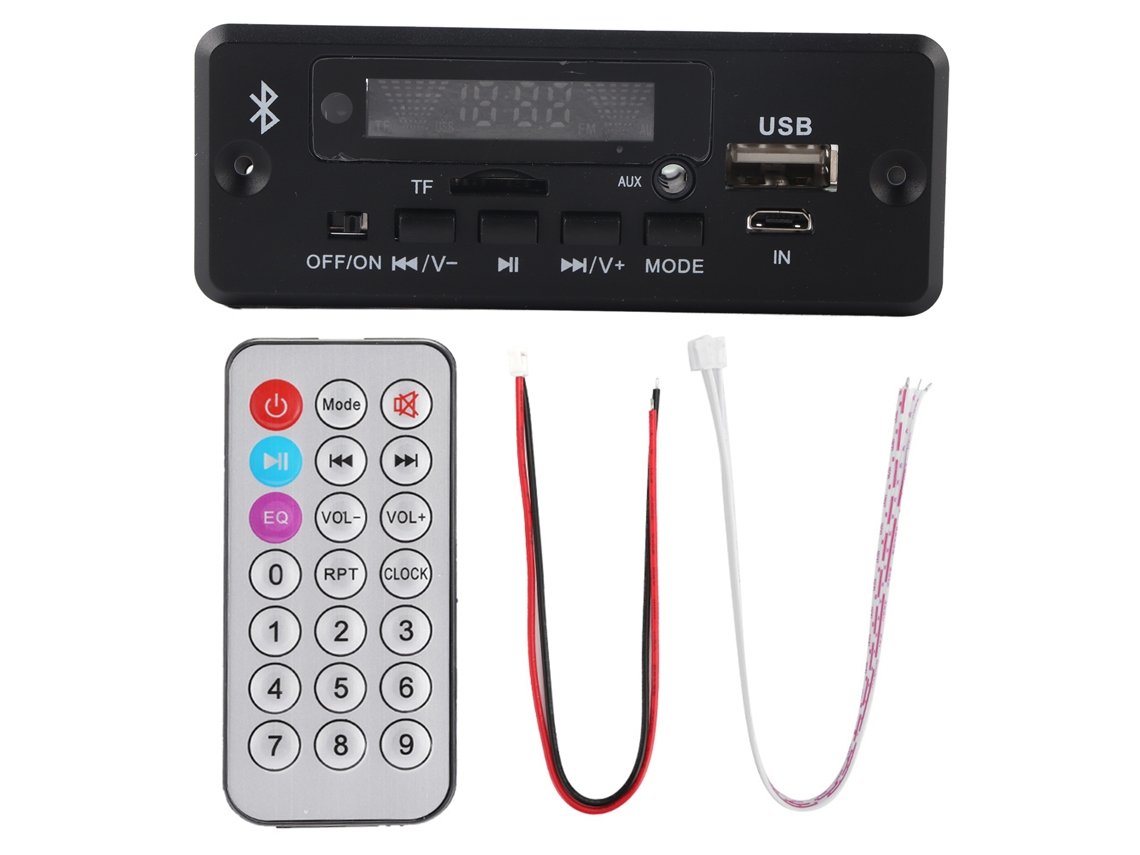 Placa Decodificadora Bluetooth 5.0 Mp3 Flac Lossless Com Tela Colorida Aux Usb Controle Remoto 02cabt-dx Preto