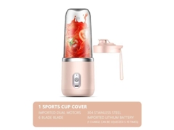 Mini exprimidor, rosa con tapa, como se muestra, 6 cuchillas, taza exprimidora portátil, licuadora automática, carga USB, fruta PR YWEI