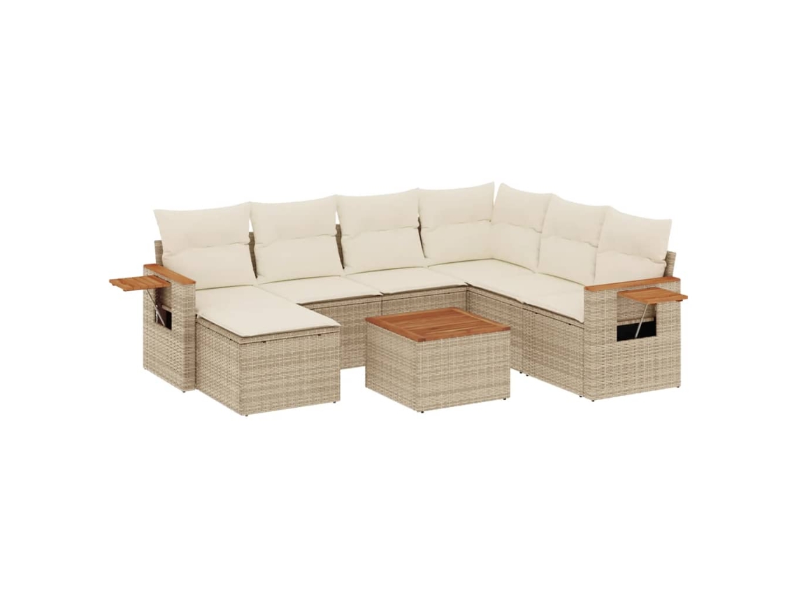 Maison Exclusive - Juego De Sofás De Jardín Con Cojines Beige 8 Pzas Ratán Pe