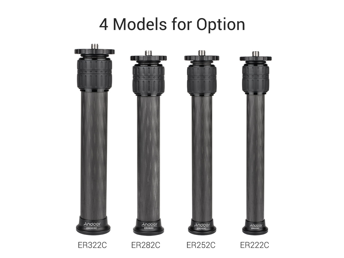 Extensor De Tripode Andoer Er282c De Fibra De Carbono 28mm 2 Secciones Para Gimbals Y Tripodes Carga Máx. 12kg