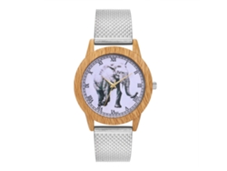 Reloj De Pulsera Unisex De Cuarzo, Con Estampado De Elefante, Escala Romana Y Brazalete De Malla Plateada.
