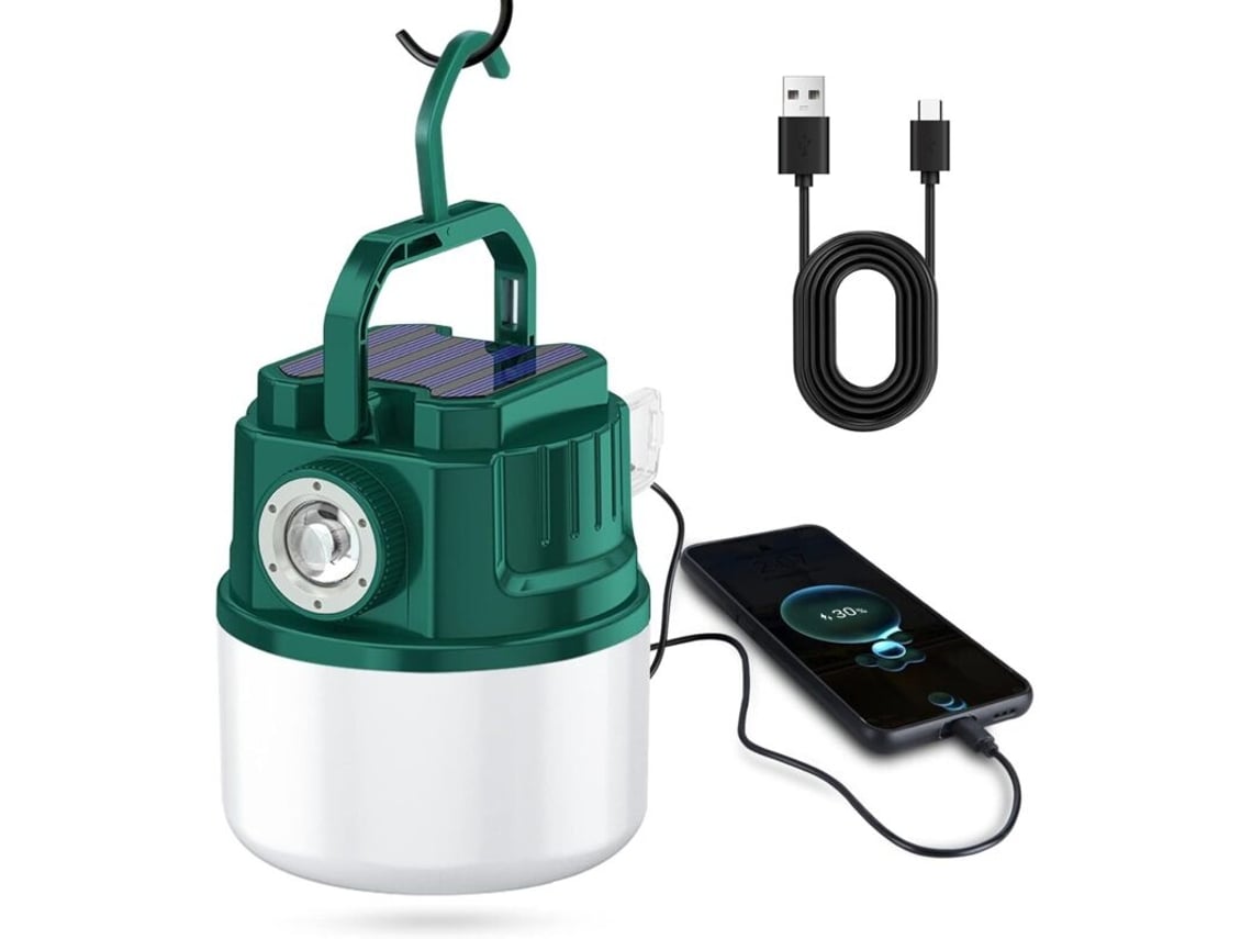 Lámpara Solar De Camping De 3000 Mah, Linterna Led Portátil Y Brillante.
