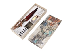 Vintage Creatividad Tinta Juego de Plumas Grabadas para Regalo Caja Regalo Burdeos