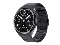 Reloj inteligente de 1,60 pulgadas con caja negra, correa de acero estilo bambú y clasificación IP68, compatible con llamadas Bluetooth. (negro)
