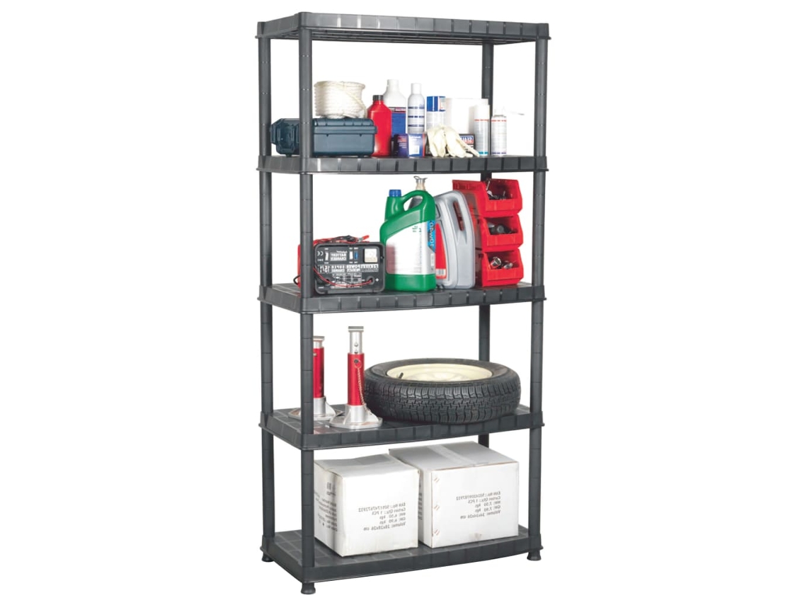 Mueble con 5 estantes 85x40x185 cm Plástico Negro Dkd Home Decor