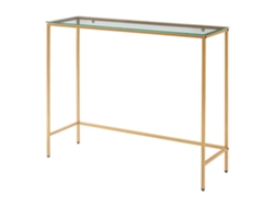 Mesa consola rectangular de metal Kronoby 100x30x80 cm Dorada/Transparente [EN.CASA]