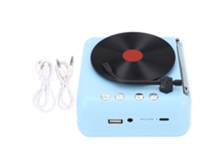 Altavoz Bluetooth Con Diseño Retro De Tocadiscos De Vinilo, Calidad Hifi, Conexión Inalámbrica Bt5.0, Color Azul.