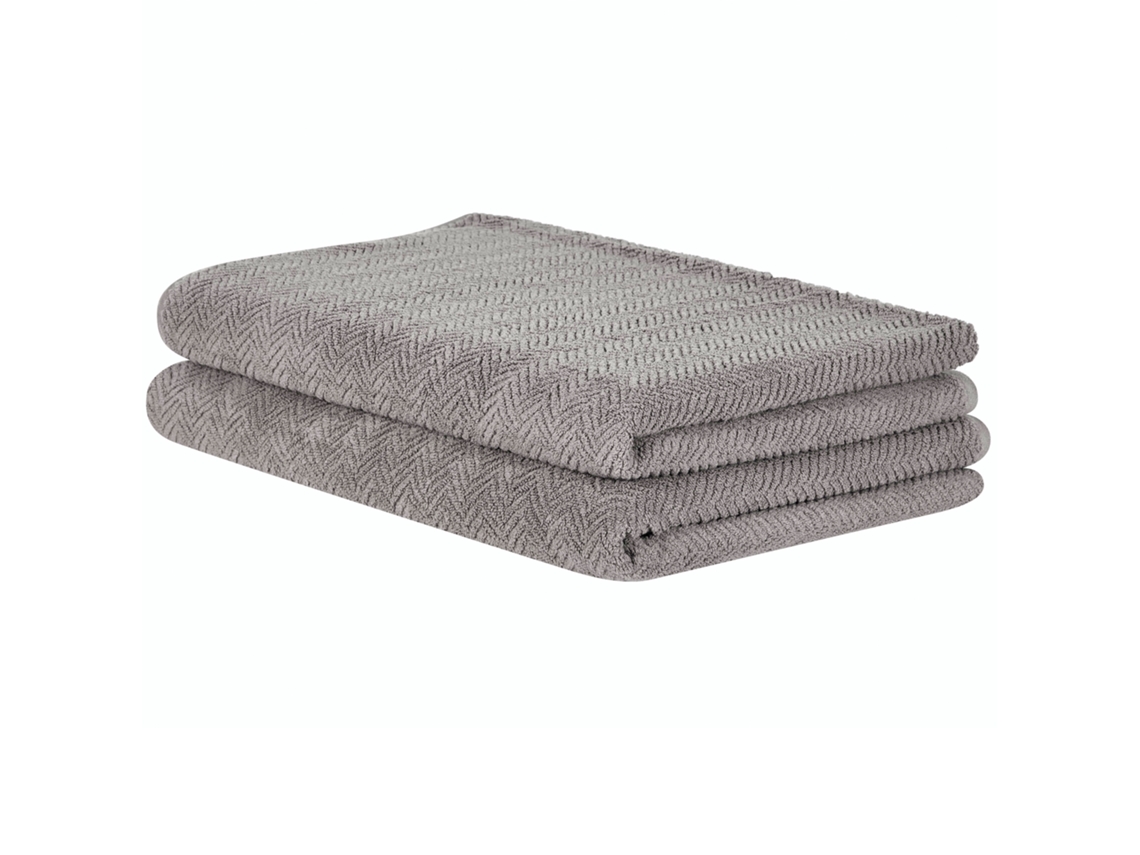 Conjunto de 2 toallas BELIANI Mitiaro de Algodón Gris 100x0.1x150