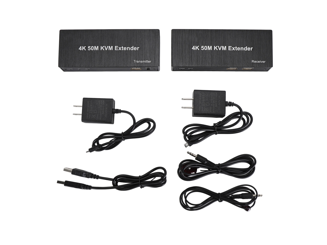 Extensor Kvm De 50 M Cat6 4k 1080p 60 Hz Con Salida De Bucle 3d Hd Y Compatibilidad Con Ratón Y Teclado. Enchufe Estadounidense.
