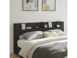 Cabecero De Cama Con Led Negro 220x16,5x103,5 Cm