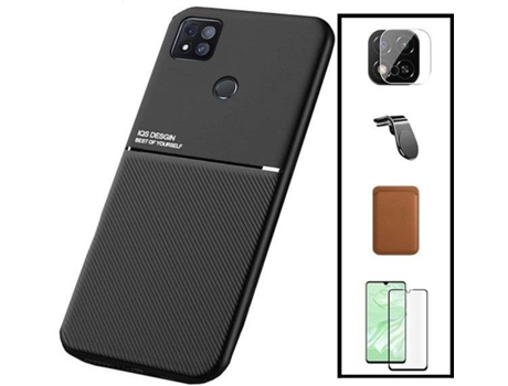 Kit Funda Magnetic Lux, Magnetic Wallet Márron, 5D Full Cover, Protector de Cámara Trasera y Soporte Magnético de Coche L Safe Driving Xiaomi Poco ...