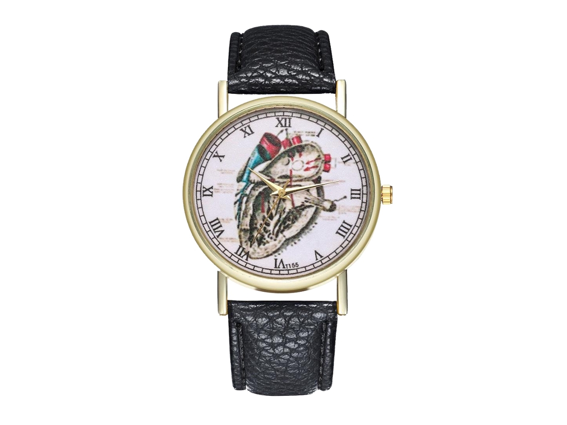 Reloj De Pulsera Unisex Ligero De Cuero, Moderno Y Elegante, Para Hombre Y Mujer, Color Negro.