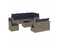 Maison Exclusive - Conjunto De Sofá De Jardín De 9 Piezas Con Cojines, Poliratán Gris