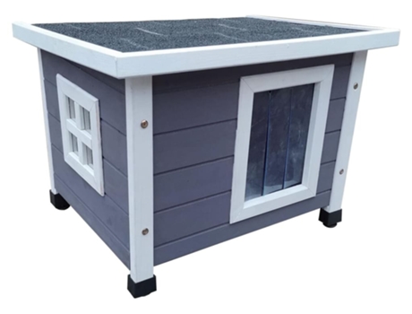 Casa De Exterior @PET De Gato xl Madera Gris y Blanco 68,5x54x51,5