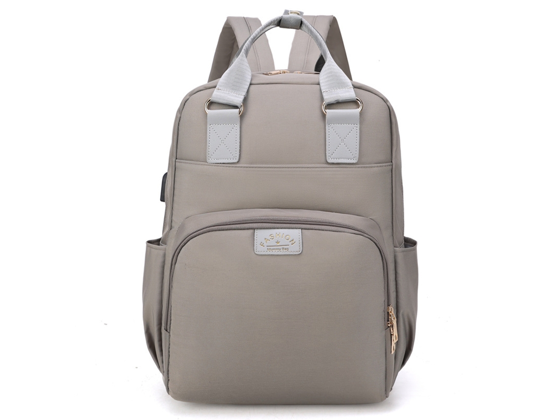 Mochila de maternidad portátil, bolsa de pañales de viaje de gran capacidad con puerto de carga USB, color gris Gertiz