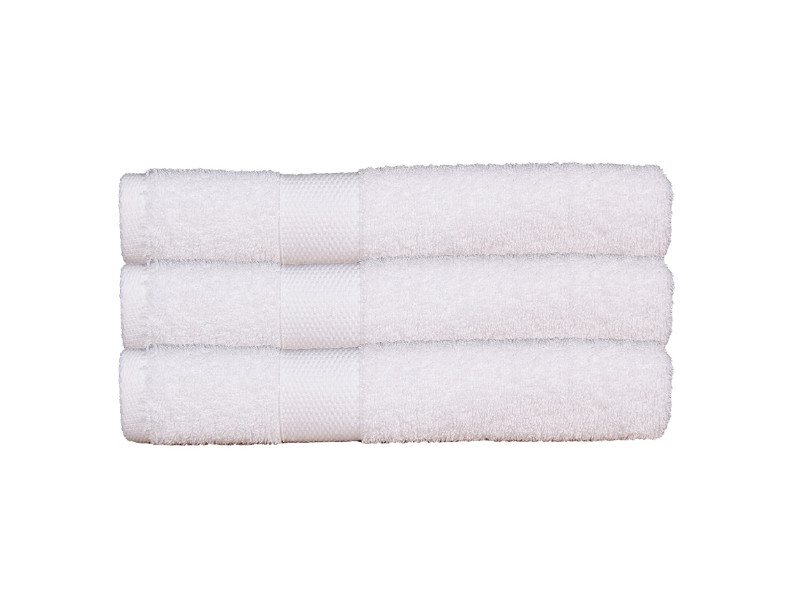 Juego de 3 Toallas de Baño BLANC AVENUE  (50 x 90 cm - 100% Algodón - Blanco)