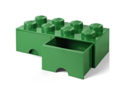 LEGO 40061734 Caja de almacenamiento de ladrillos apilable LEGO 8 pines 2 cajones plástico verde H18 x 25 x 50 cm