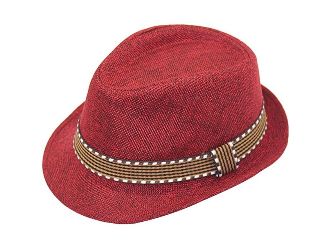 Sombrero Fedora De Algodón Para Niño Con Flecos, Ideal Para Fotografía Y Protección Solar, Color Rojo.