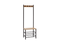 Perchero Metálico con 4 Colgadores y 3 Baldas de Madera Viem 175x60x40cm 7house
